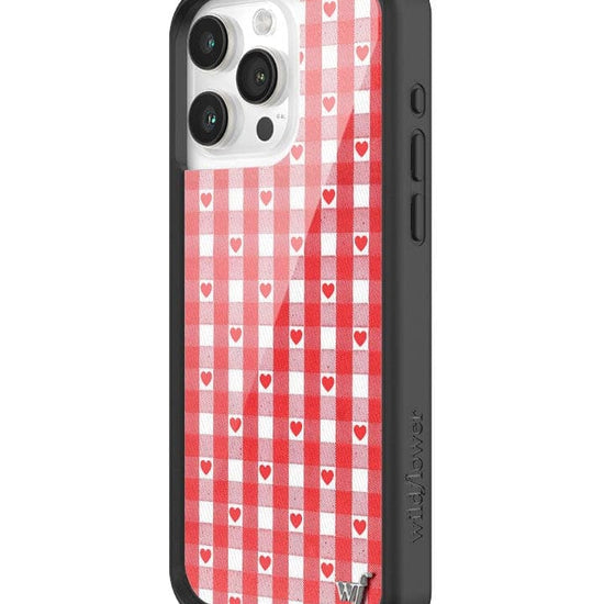 wildflower red gingham heart iphone 15 pro max 