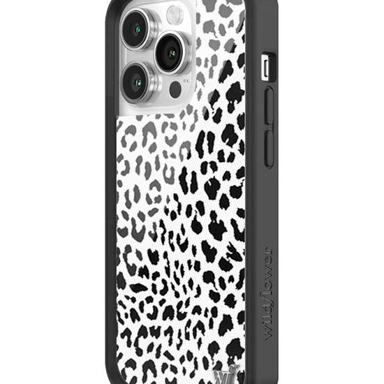 Wildflower iPhone case 14 Pro Snow Meow Leopard White Cute