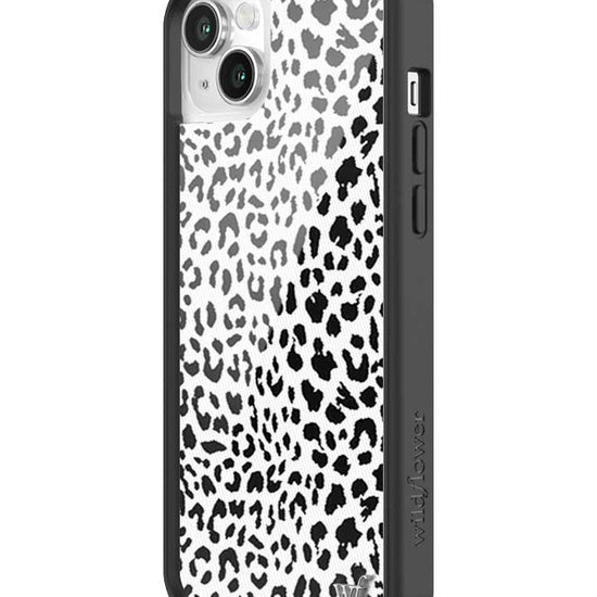 Wildflower iPhone case 14 Plus Snow Meow Leopard White Cute