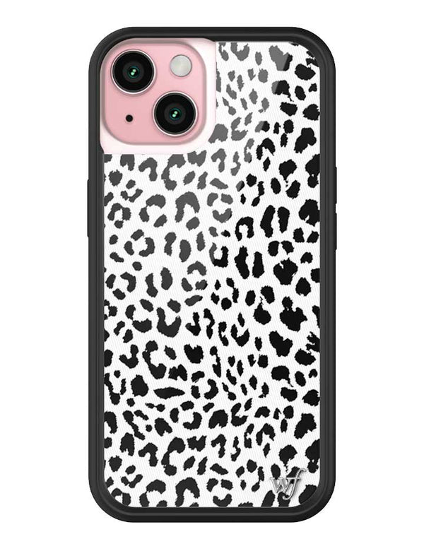 Wildflower iPhone case 15 Snow Meow Leopard White Cute