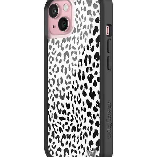 Wildflower iPhone case 15 Snow Meow Leopard White Cute