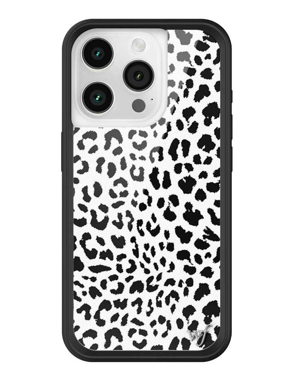 Wildflower iPhone case 15 Pro Snow Meow Leopard White Cute