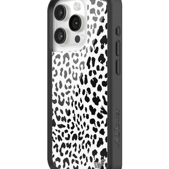 Wildflower iPhone case 15 Pro Snow Meow Leopard White Cute