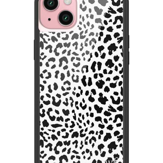 Wildflower iPhone case 15 Plus Snow Meow Leopard White Cute