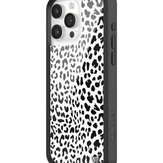 Wildflower iPhone case 15 Pro Max Snow Meow Leopard White Cute