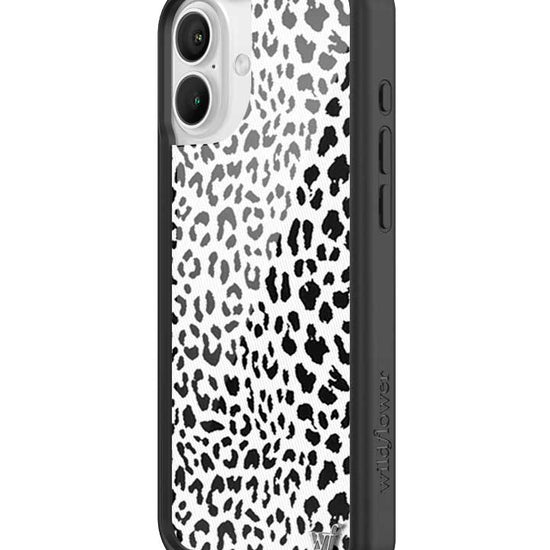 Wildflower iPhone case 16 Plus Snow Meow Leopard White Cute