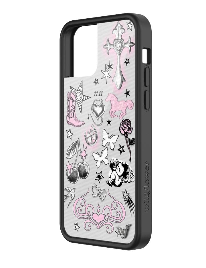 iPhone12/12Proケース☆ (LightGray x Pink)-